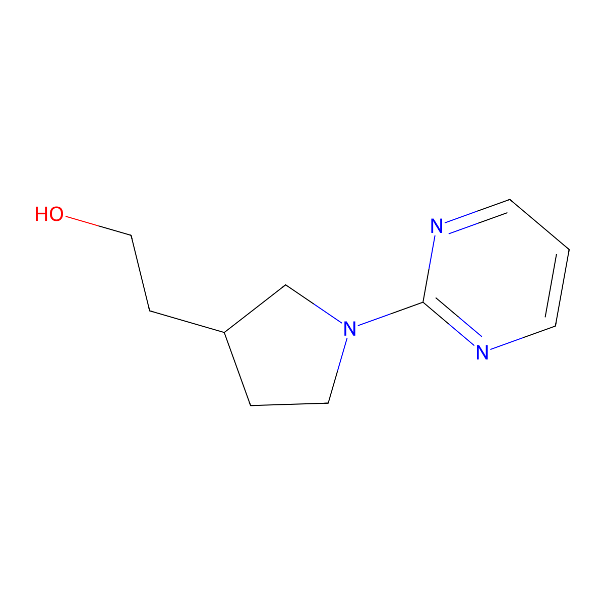 2-[1-(Pyrimidin-2-yl)pyrrolidin-3-yl]ethan-1-ol molecular structure, CAS 1602077-16-6