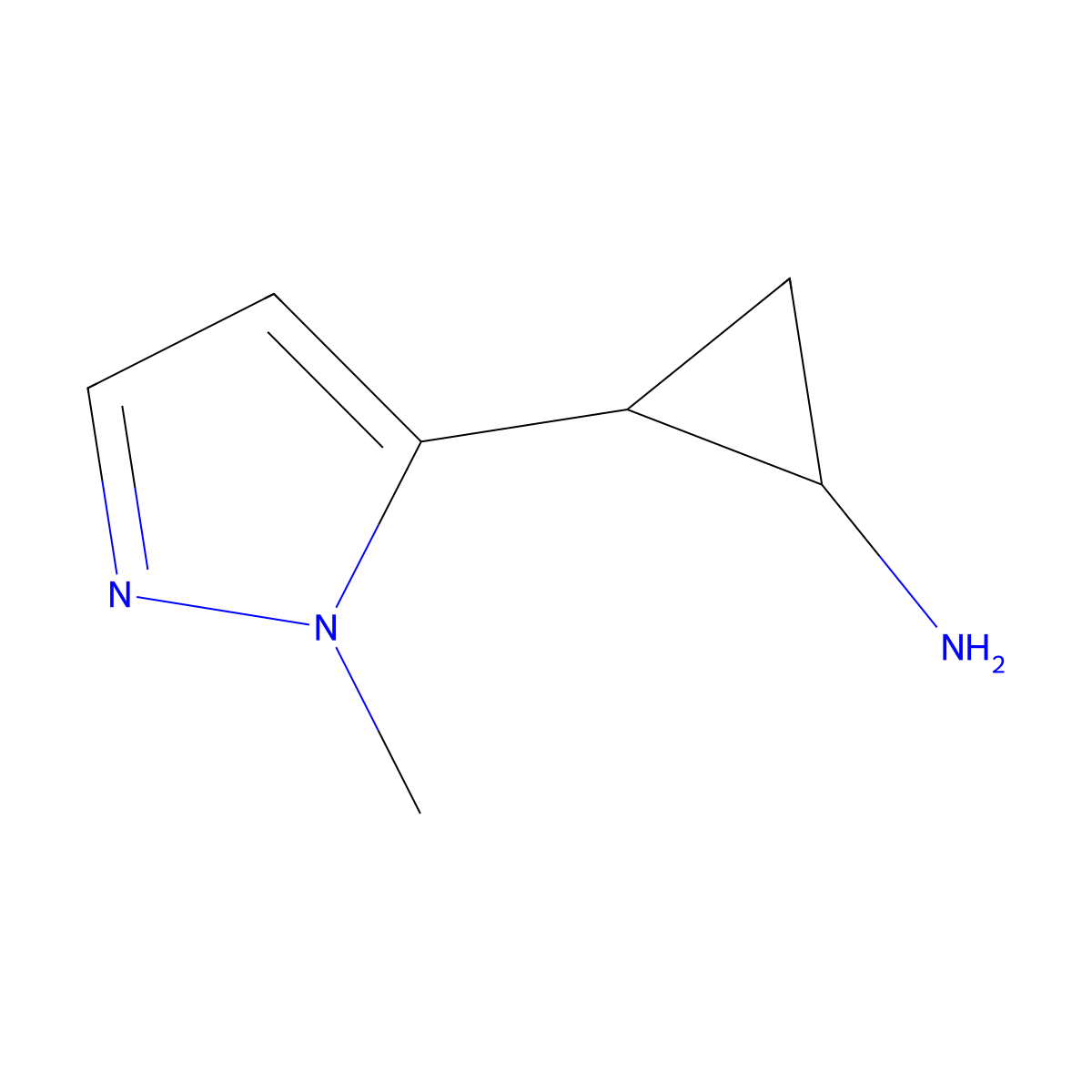 2-(1-Methyl-1H-pyrazol-5-yl)cyclopropan-1-amine molecular structure, CAS 1602087-87-5