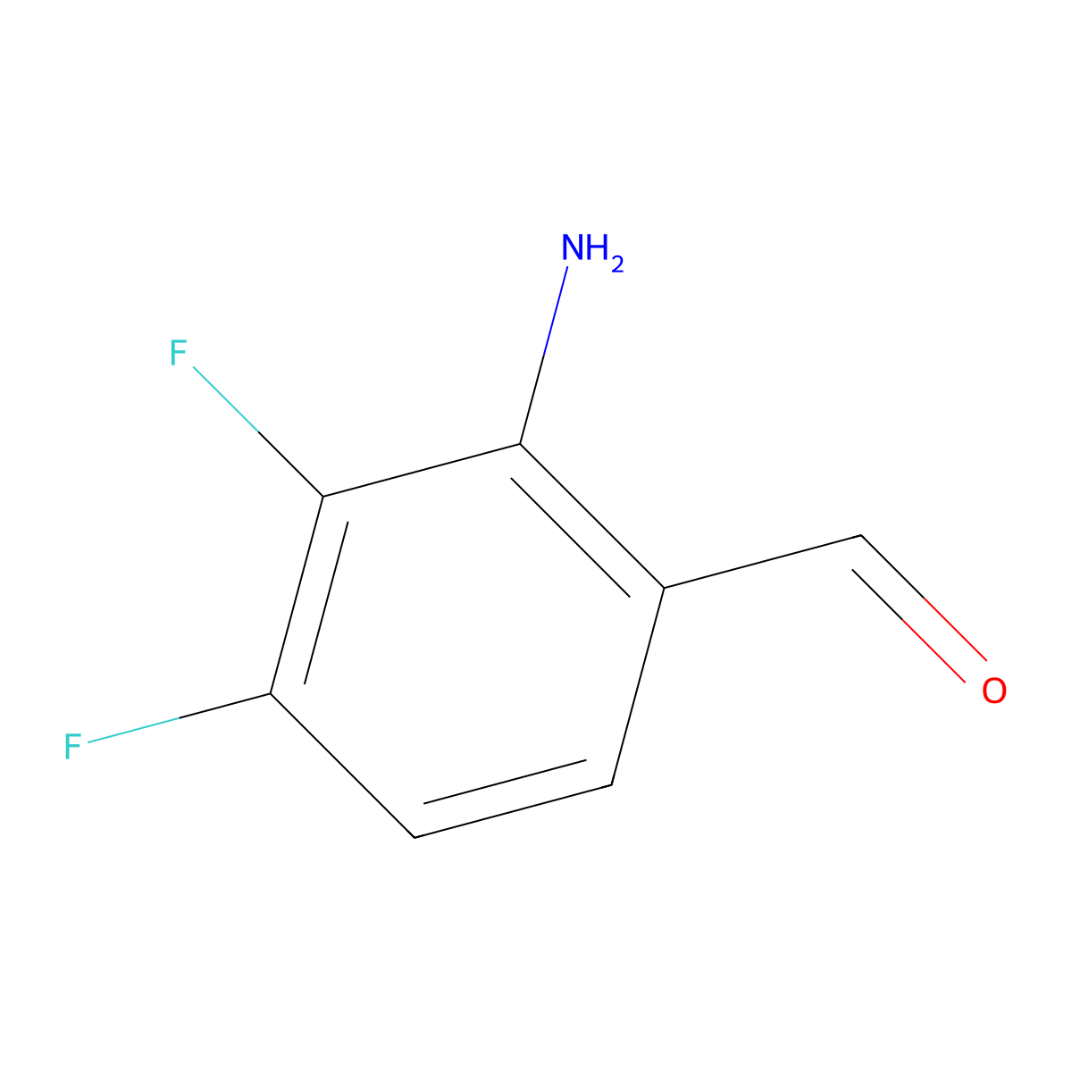 2-Amino-3,4-difluorobenzaldehyde molecular structure, CAS 1602097-79-9