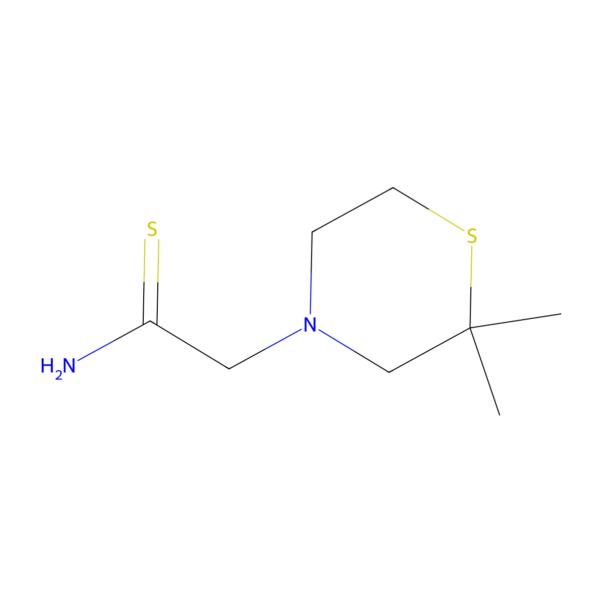 2-(2,2-Dimethylthiomorpholin-4-yl)ethanethioamide molecular structure, CAS 1602140-10-2
