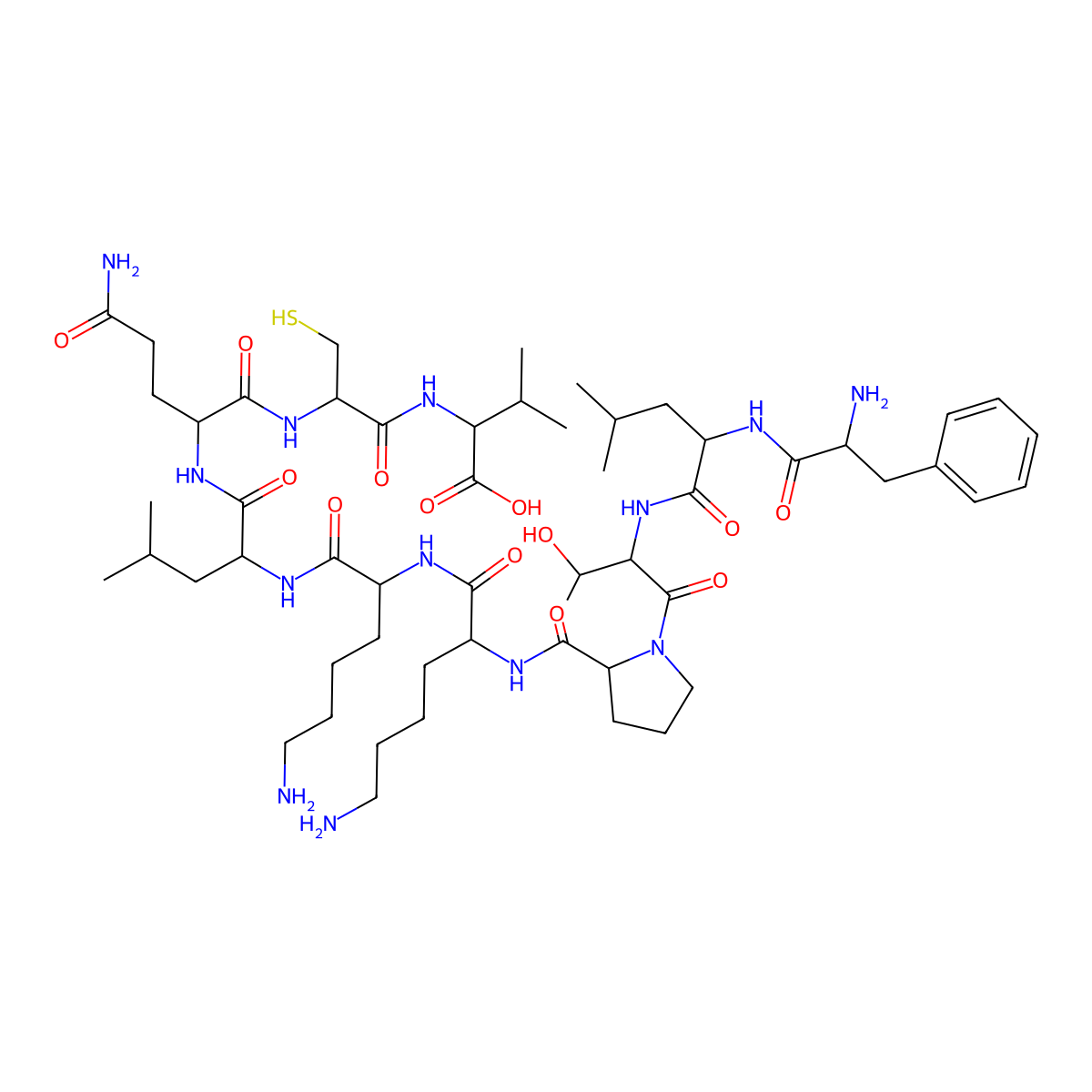 H-Phe-Leu-Thr-Pro-Lys-Lys-Leu-Gln-Cys-Val-OH molecular structure, CAS 160215-60-1