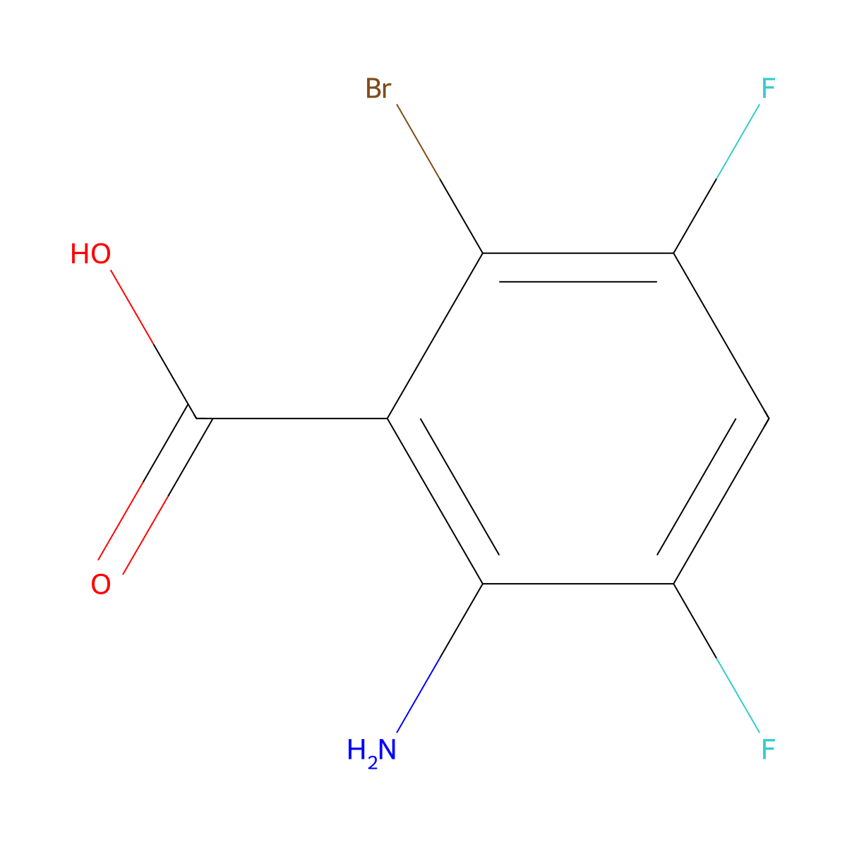 2-Amino-6-bromo-3,5-difluorobenzoic acid molecular structure, CAS 1602151-62-1