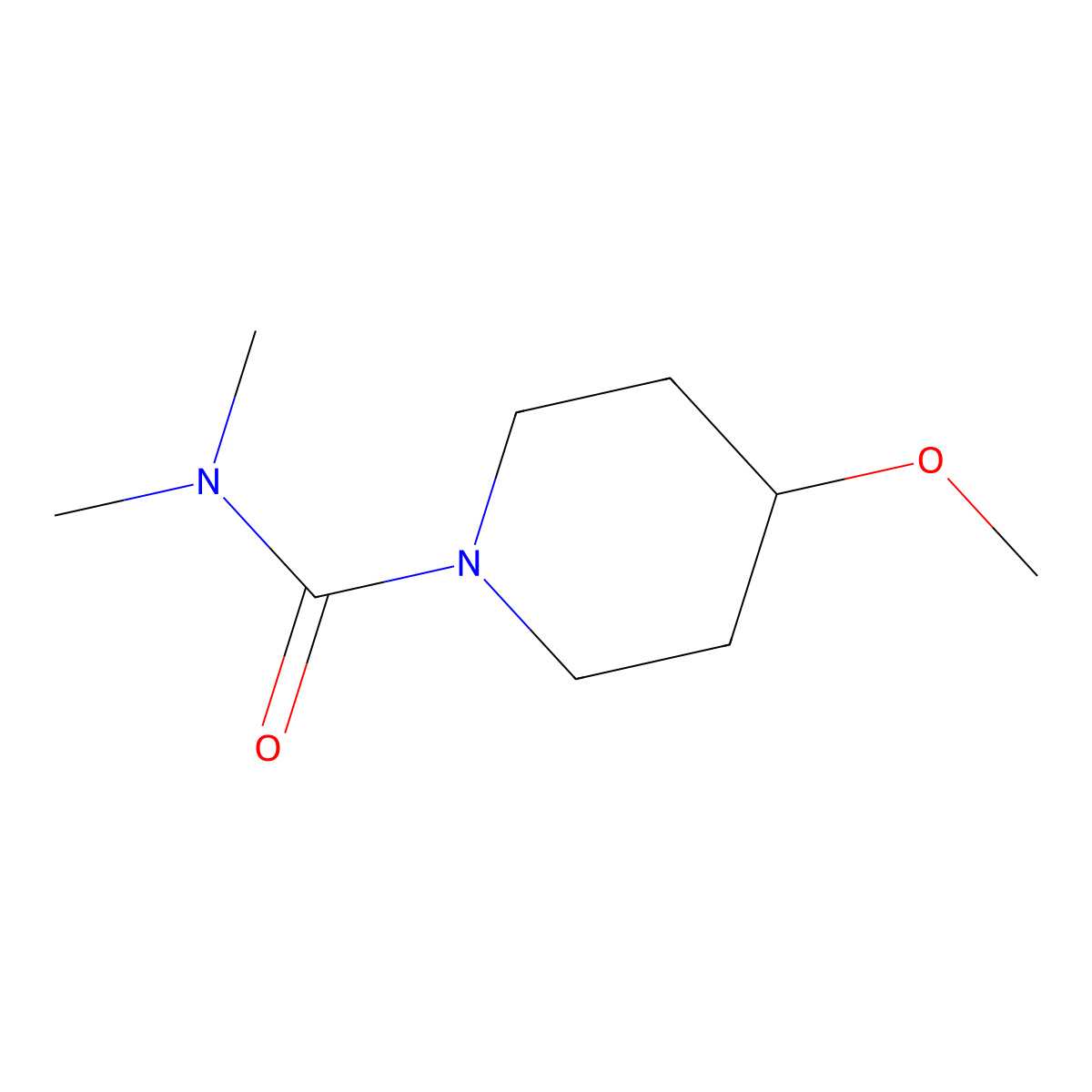 4-methoxy-N,N-dimethylpiperidine-1-carboxamide molecular structure, CAS 1602175-41-6