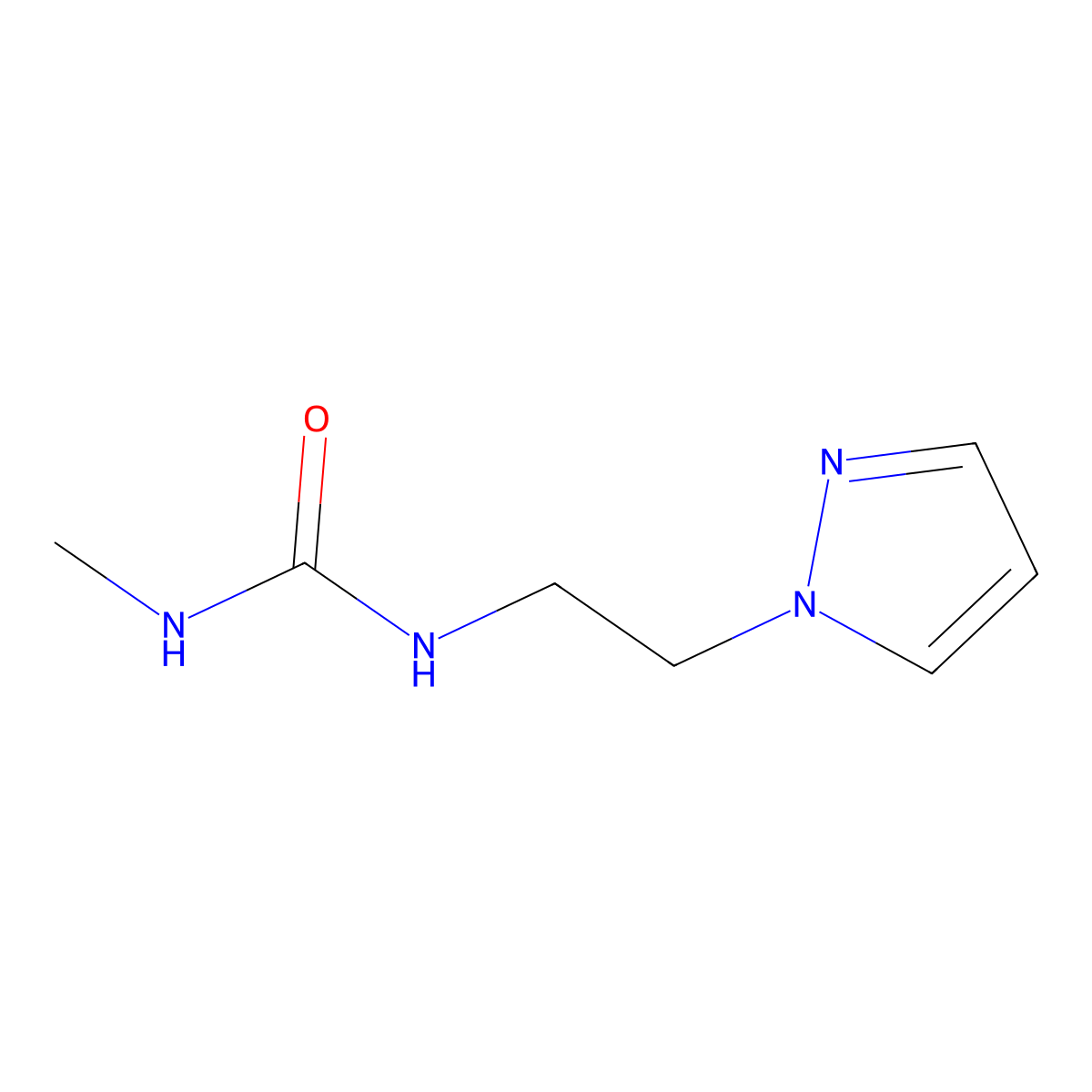 3-methyl-1-[2-(1H-pyrazol-1-yl)ethyl]urea molecular structure, CAS 1602183-78-7