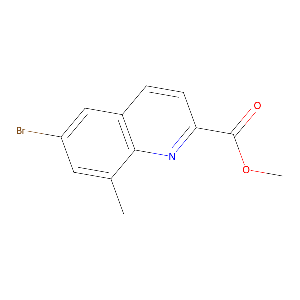 Methyl 6-bromo-8-methylquinoline-2-carboxylate molecular structure, CAS 1602185-74-9