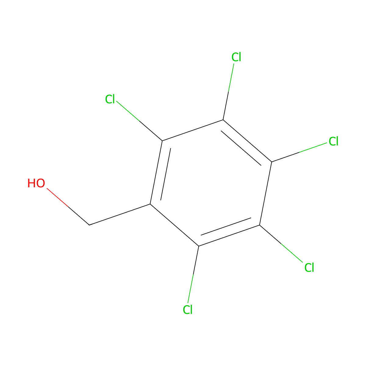 2,3,4,5,6-Pentachlorobenzenemethanol molecular structure, CAS 16022-69-8