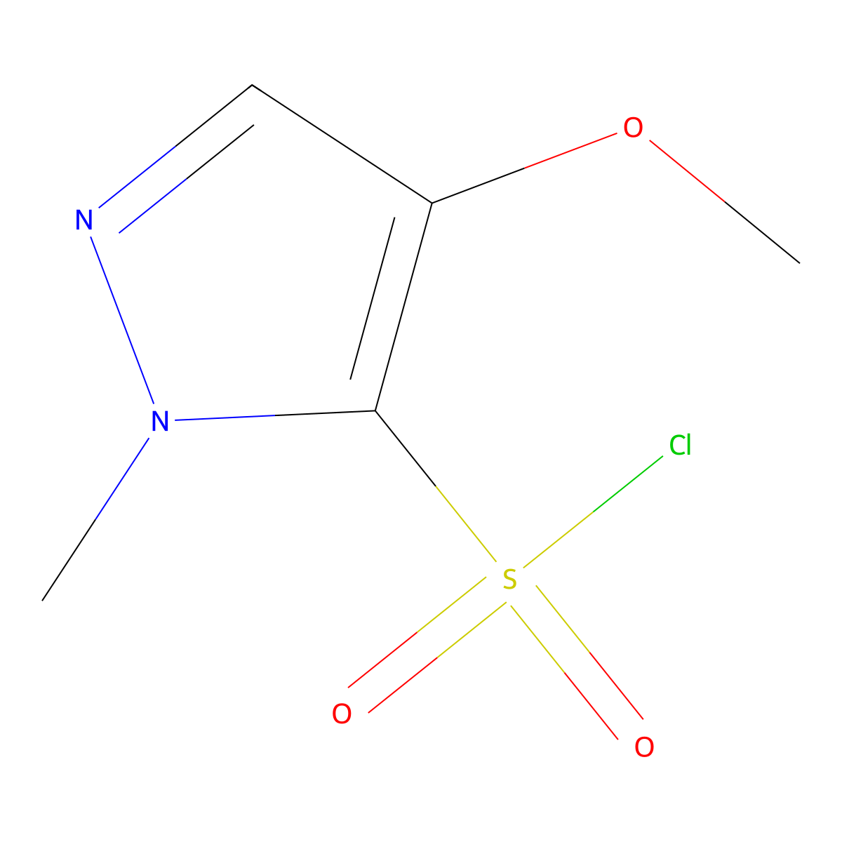 4-methoxy-1-methyl-1H-pyrazole-5-sulfonyl chloride molecular structure, CAS 1602221-12-4