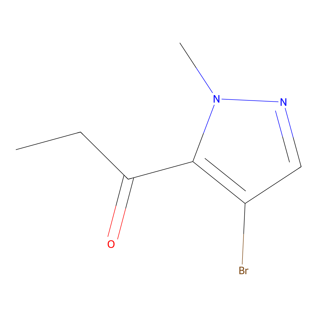 1-(4-bromo-1-methyl-1H-pyrazol-5-yl)propan-1-one molecular structure, CAS 1602233-13-5