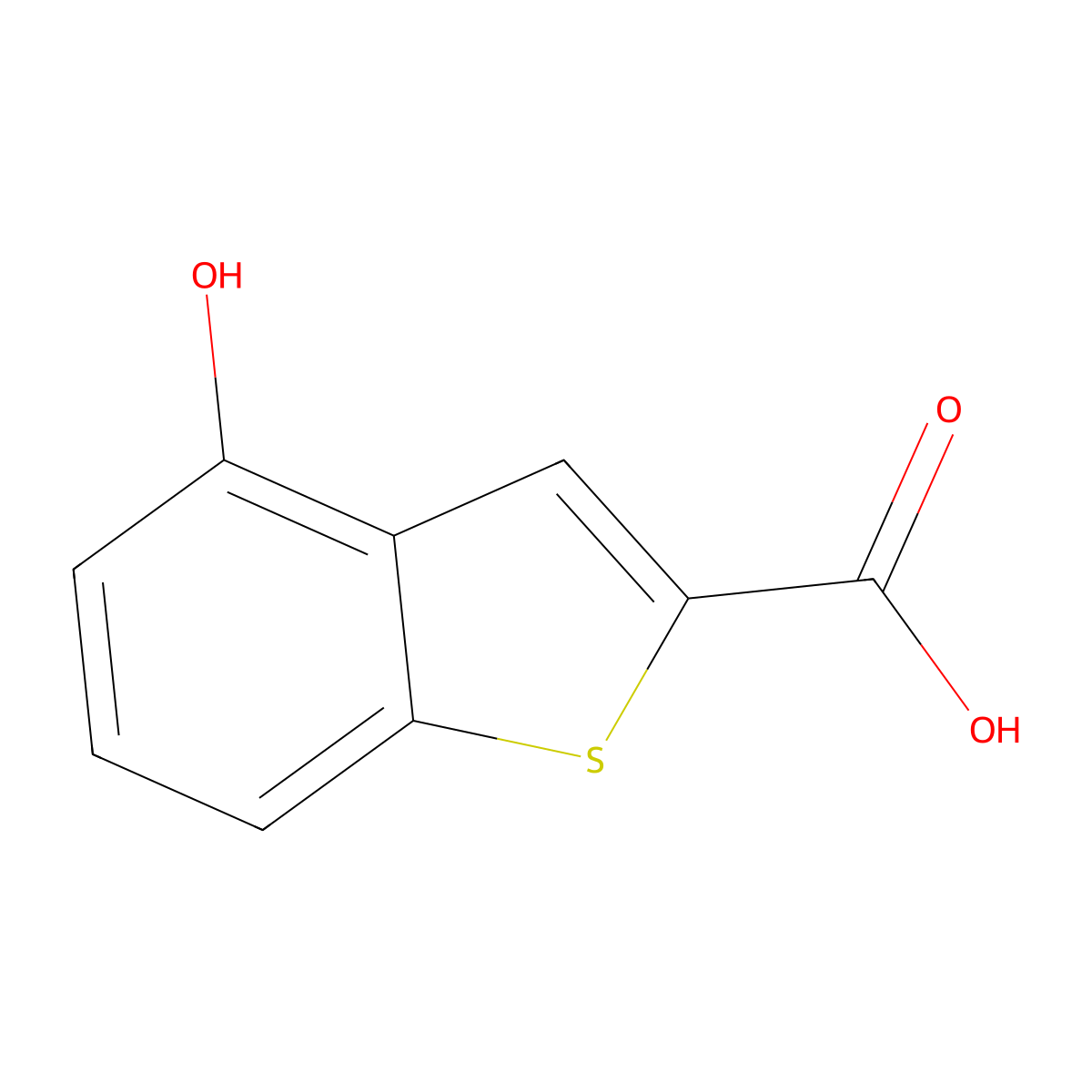 4-Hydroxy-1-benzothiophene-2-carboxylic acid molecular structure, CAS 1602255-57-1