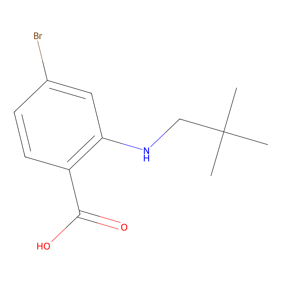 4-Bromo-2-[(2,2-dimethylpropyl)amino]benzoic acid molecular structure, CAS 1602278-60-3
