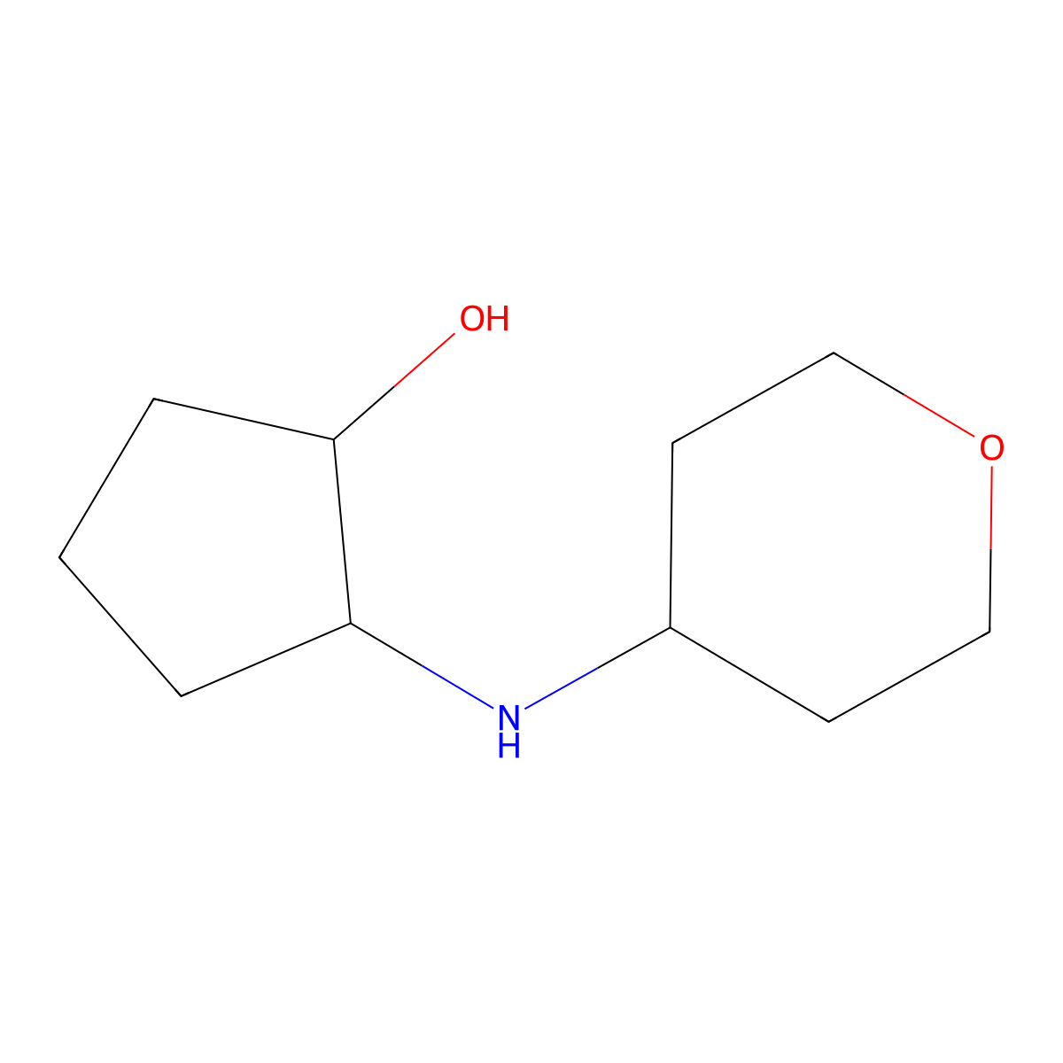 trans-2-[(Oxan-4-yl)amino]cyclopentan-1-ol molecular structure, CAS 1602298-44-1