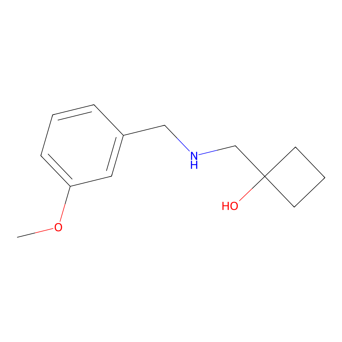 1-({[(3-Methoxyphenyl)methyl]amino}methyl)cyclobutan-1-ol molecular structure, CAS 1602323-48-7