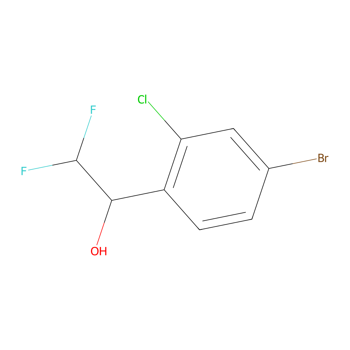 1-(4-Bromo-2-chlorophenyl)-2,2-difluoroethan-1-ol molecular structure, CAS 1602336-31-1