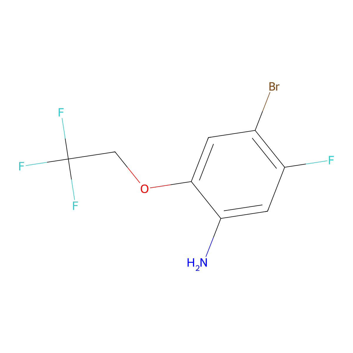 4-Bromo-5-fluoro-2-(2,2,2-trifluoroethoxy)aniline molecular structure, CAS 1602345-75-4