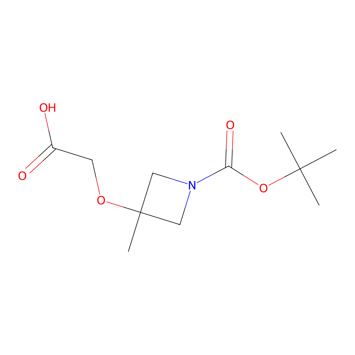 2-((1-((Tert-butoxy)carbonyl)-3-methylazetidin-3-yl)oxy)acetic acid molecular structure, CAS 1602349-46-1