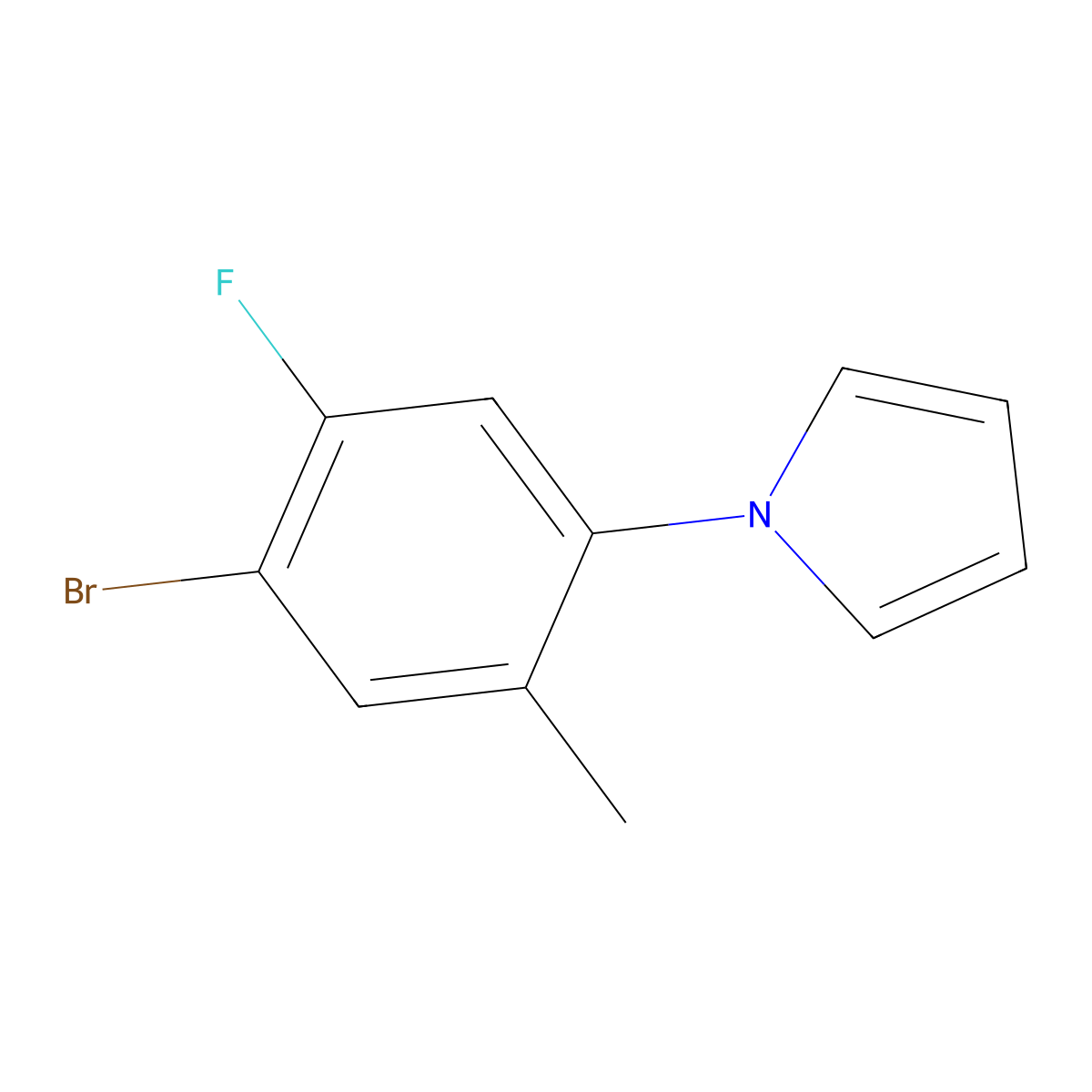 1-(4-bromo-5-fluoro-2-methylphenyl)-1H-pyrrole molecular structure, CAS 1602350-63-9