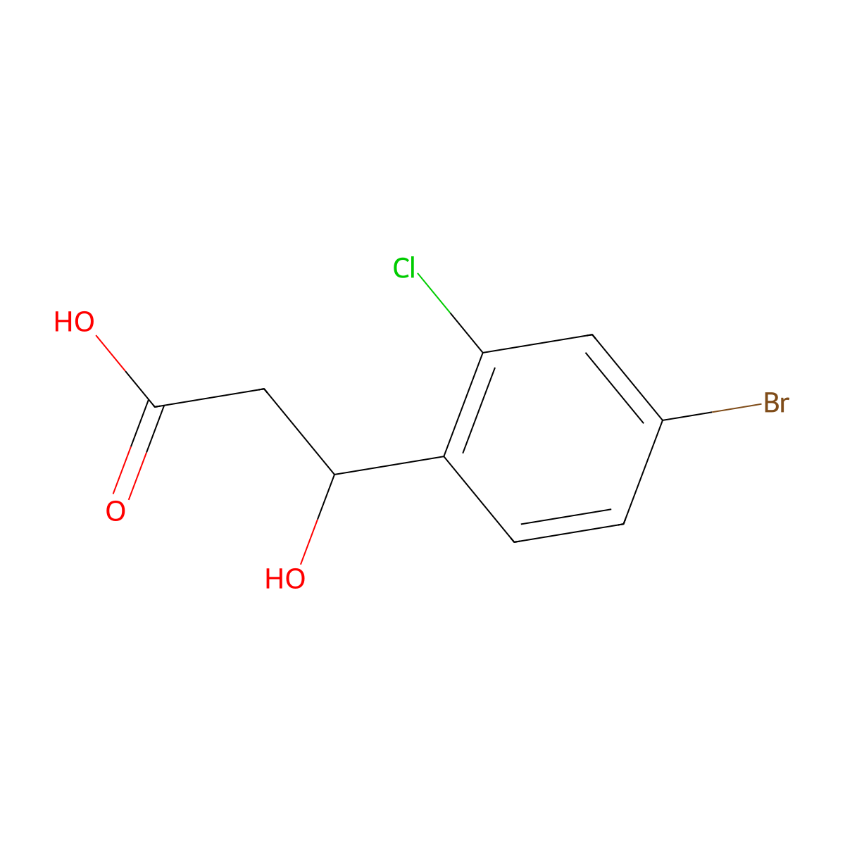 3-(4-Bromo-2-chlorophenyl)-3-hydroxypropanoic acid molecular structure, CAS 1602366-30-2