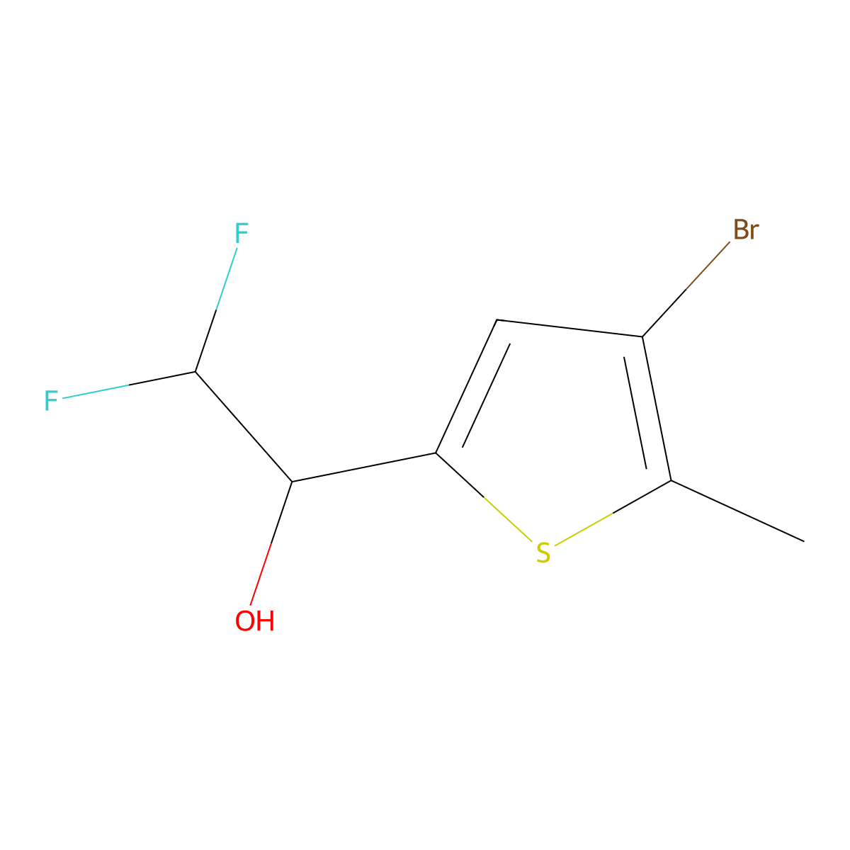 1-(4-Bromo-5-methylthiophen-2-yl)-2,2-difluoroethan-1-ol molecular structure, CAS 1602393-68-9