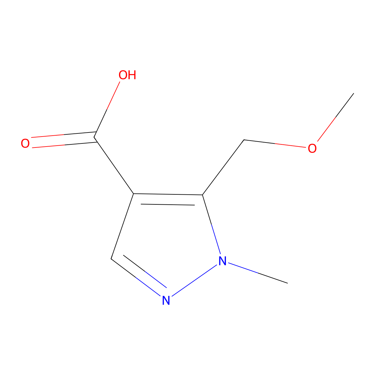 5-(methoxymethyl)-1-methyl-1H-pyrazole-4-carboxylic acid molecular structure, CAS 1602394-34-2