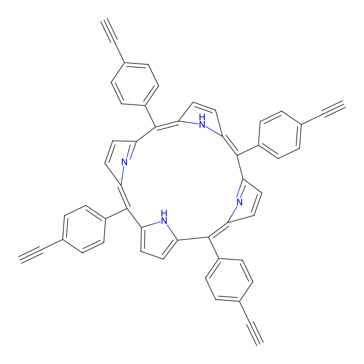 5,10,15,20-tetrakis(4-ethynylphenyl)-21H,23H-Porphine molecular structure, CAS 160240-15-3