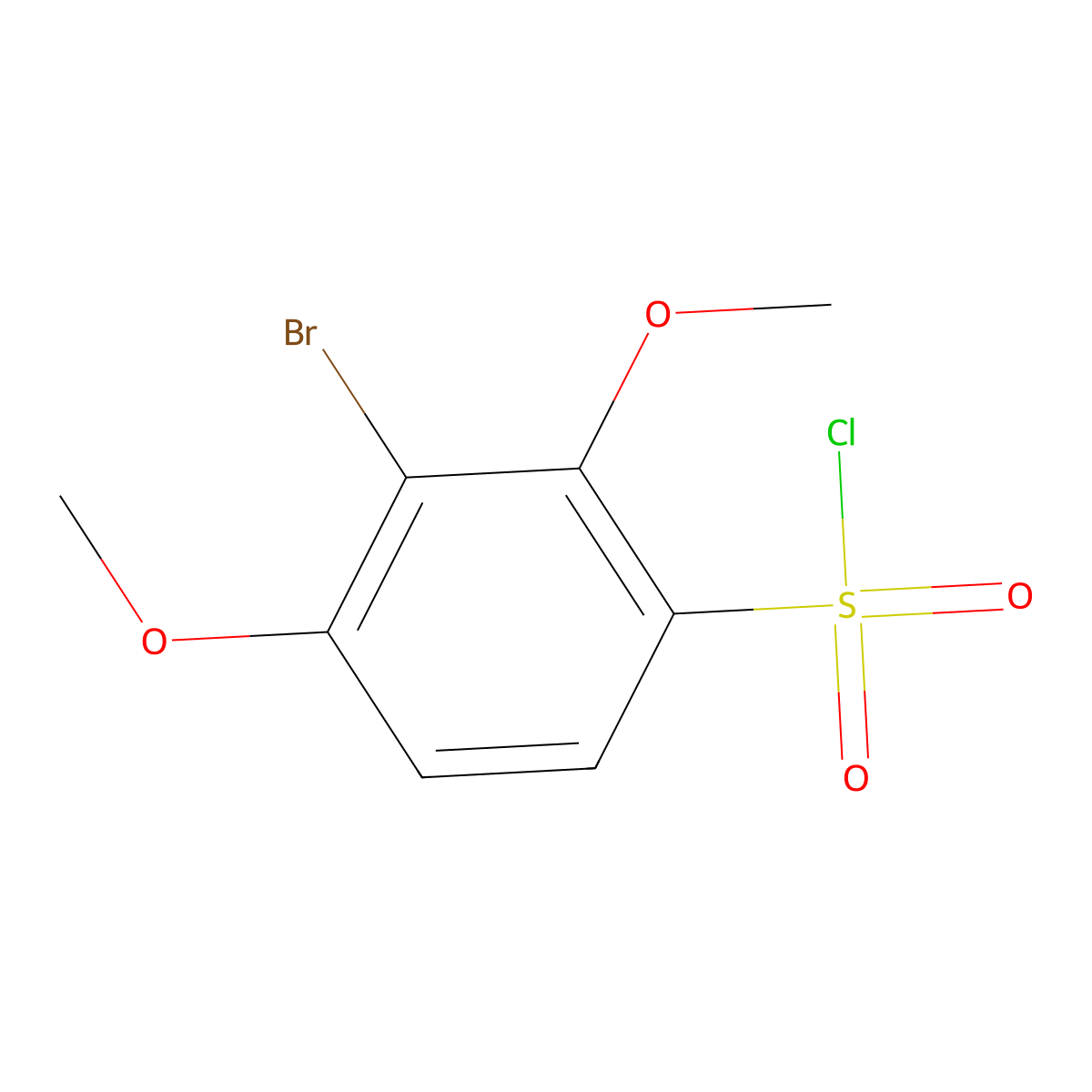 3-Bromo-2,4-dimethoxybenzene-1-sulfonyl chloride molecular structure, CAS 1602405-86-6
