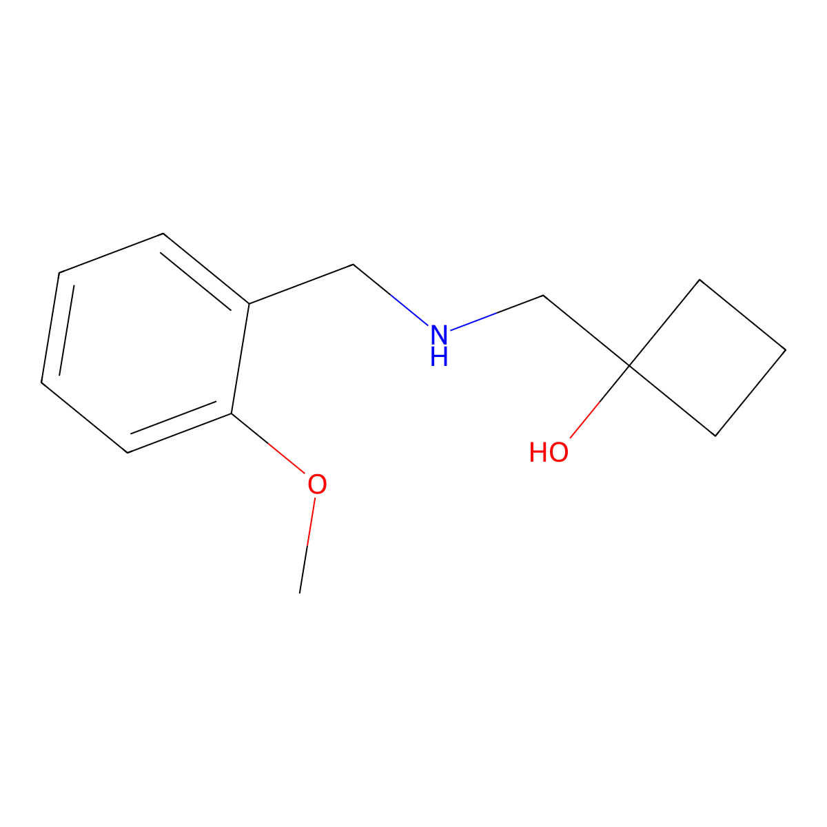 1-({[(2-Methoxyphenyl)methyl]amino}methyl)cyclobutan-1-ol molecular structure, CAS 1602406-66-5