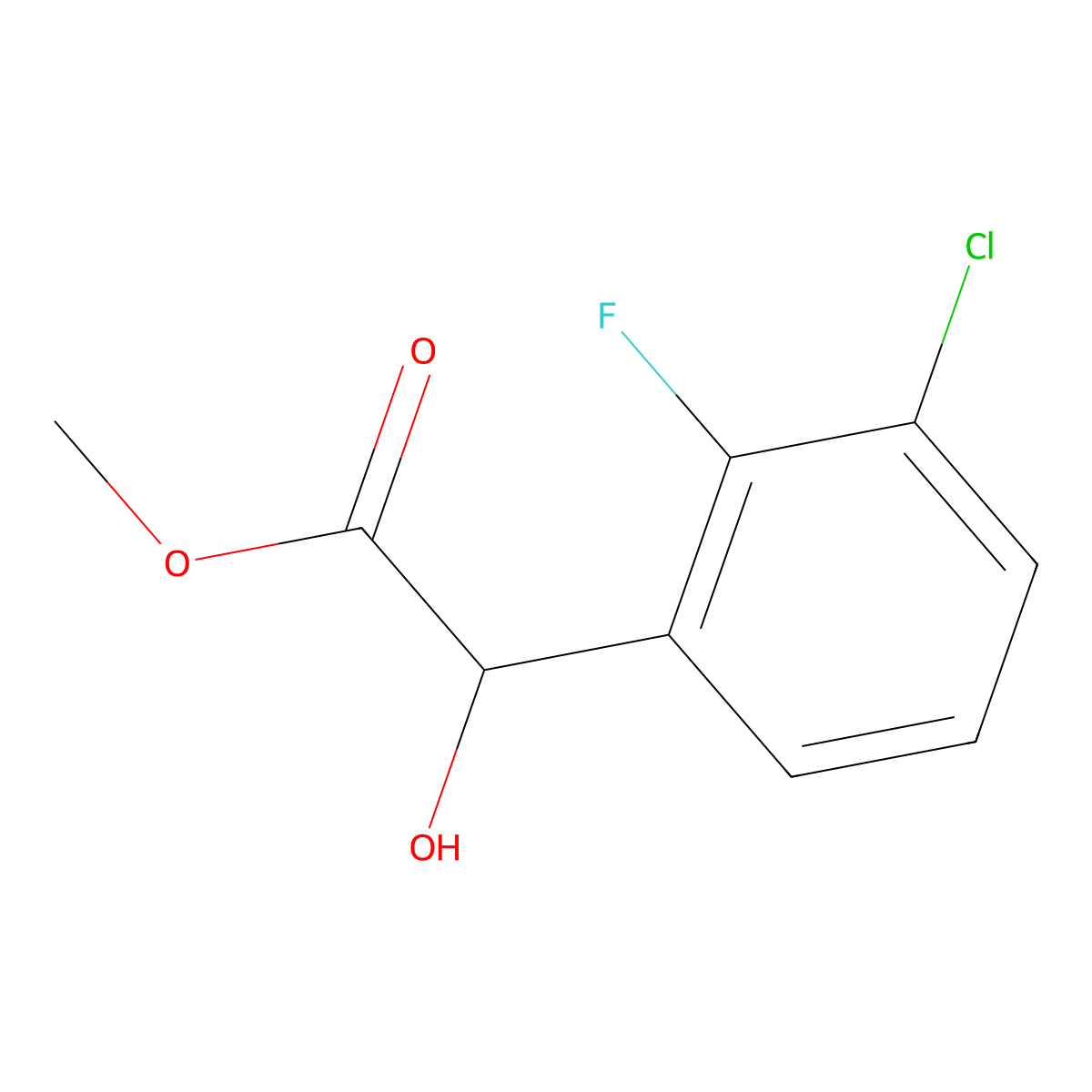 Methyl 2-(3-chloro-2-fluorophenyl)-2-hydroxyacetate molecular structure, CAS 1602443-45-7