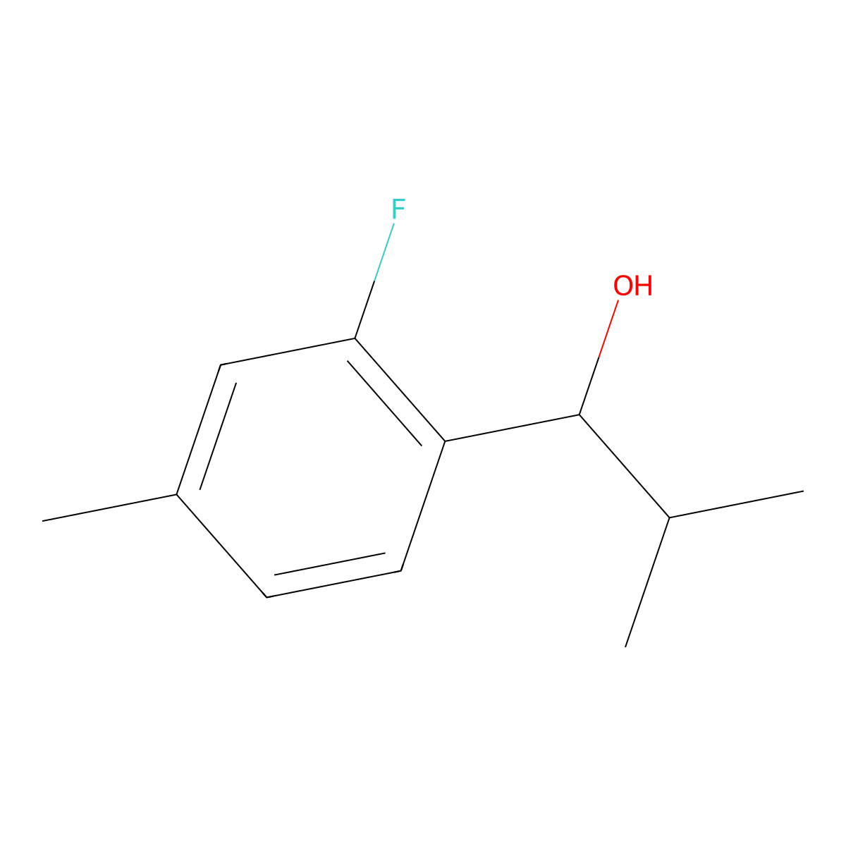1-(2-Fluoro-4-methylphenyl)-2-methylpropan-1-ol molecular structure, CAS 1602455-77-5
