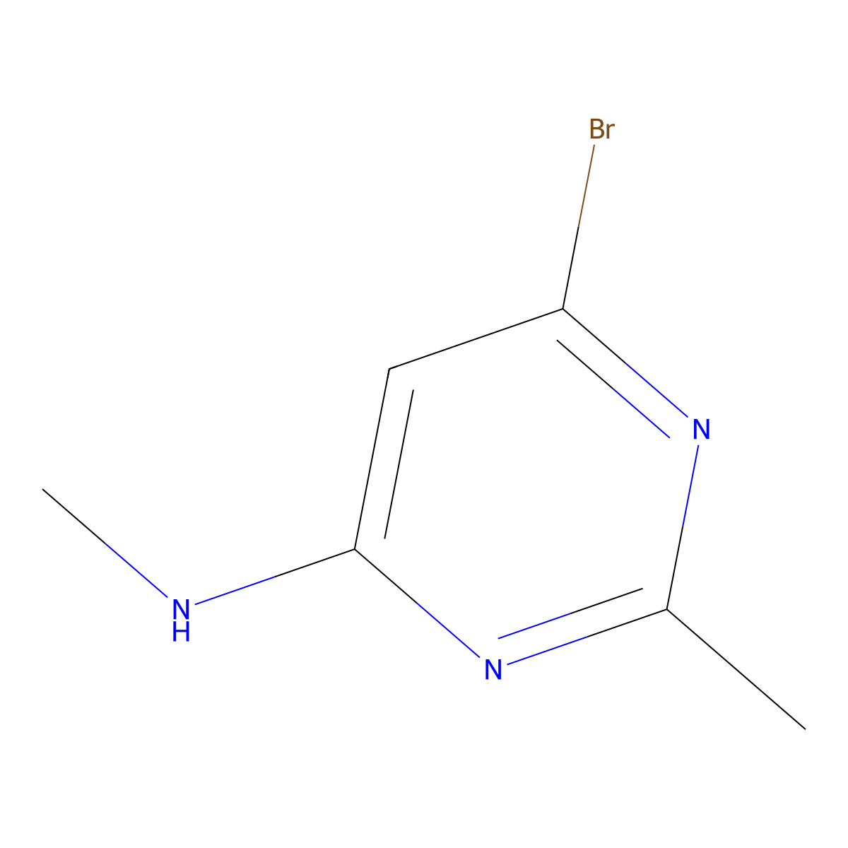 6-bromo-N,2-dimethylpyrimidin-4-amine molecular structure, CAS 1602465-90-6