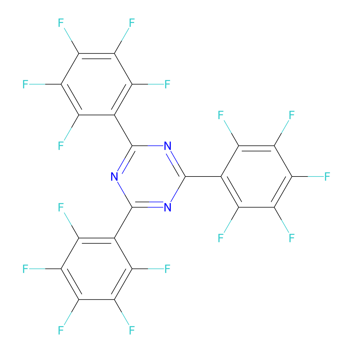 2,4,6-Tris(pentafluorophenyl)-1,3,5-triazine molecular structure, CAS 160248-96-4