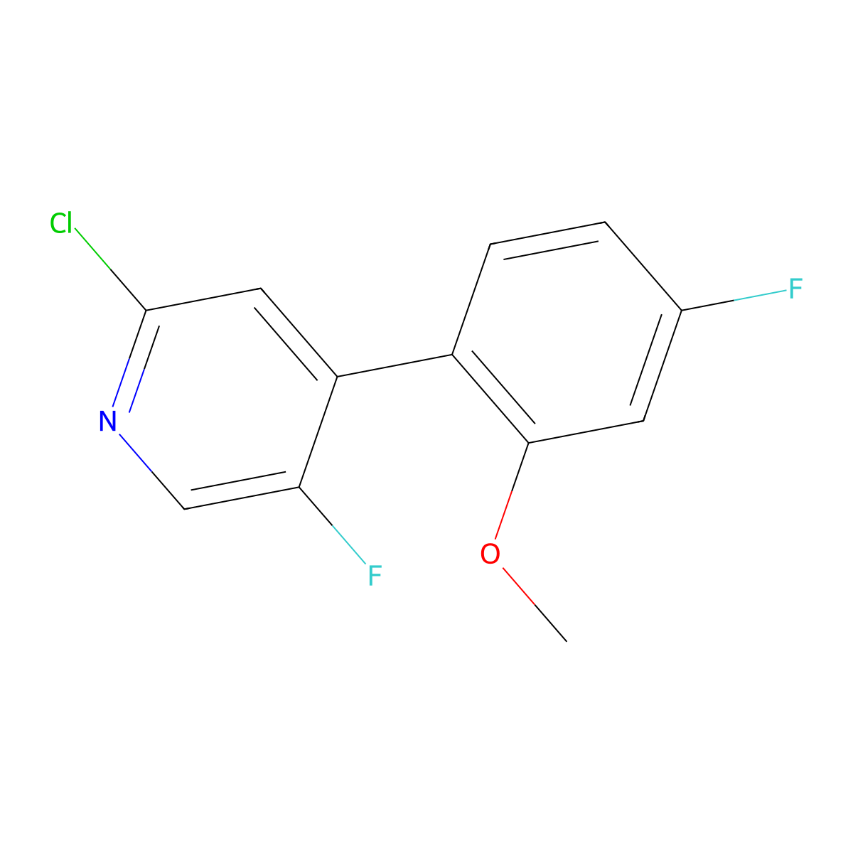 2-Chloro-5-fluoro-4-(4-fluoro-2-methoxyphenyl)pyridine molecular structure, CAS 1602486-03-2