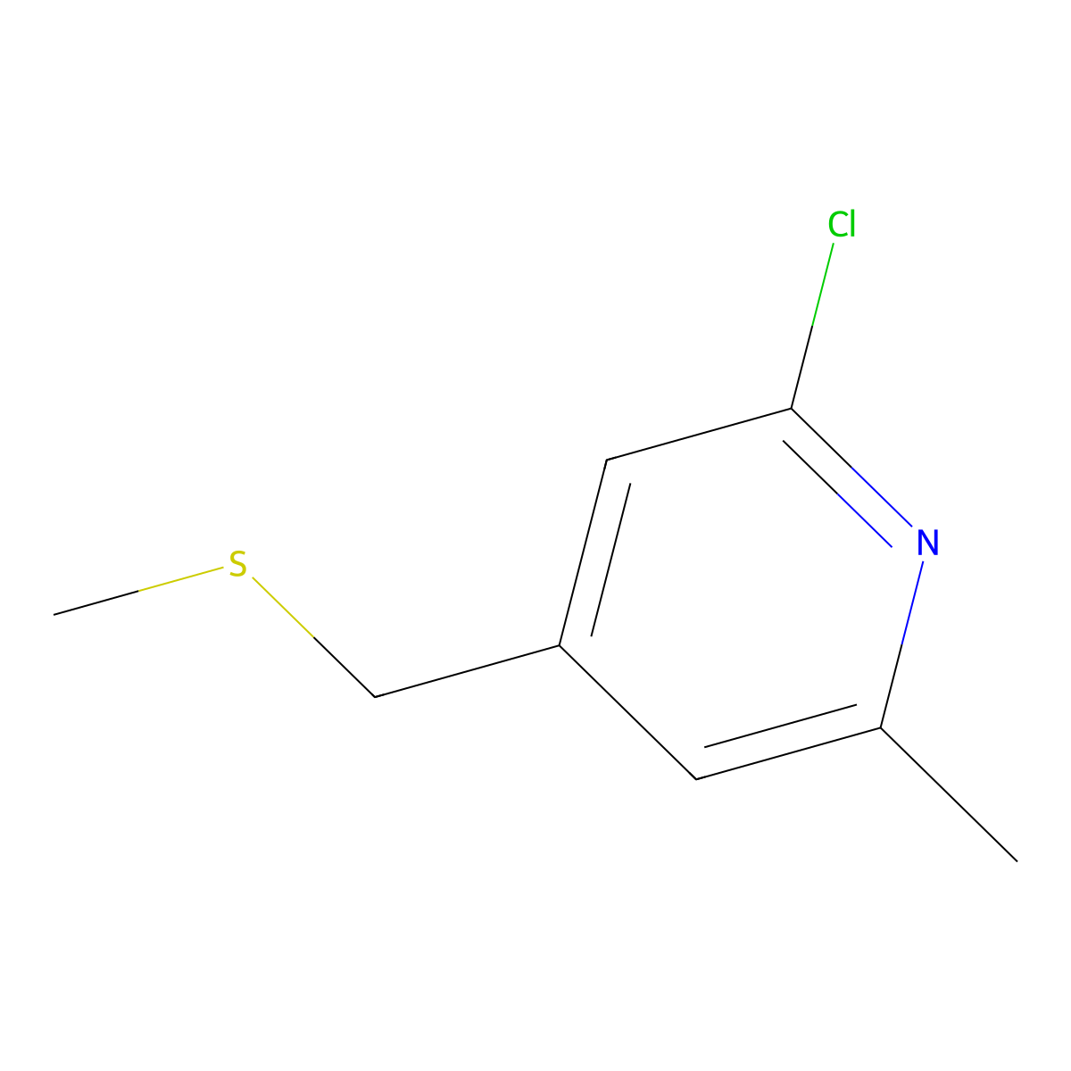 2-Chloro-6-methyl-4-[(methylsulfanyl)methyl]pyridine molecular structure, CAS 1602486-08-7
