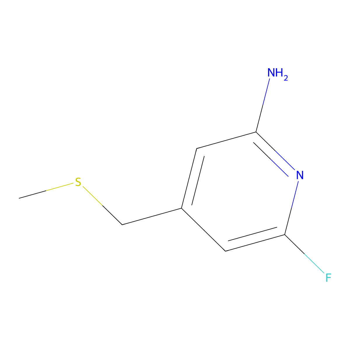 6-Fluoro-4-[(methylsulfanyl)methyl]pyridin-2-amine molecular structure, CAS 1602486-11-2