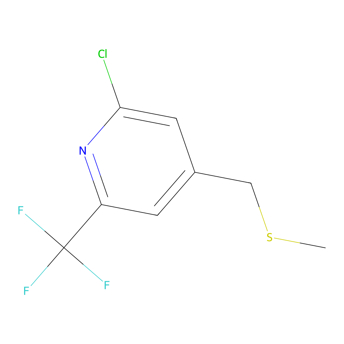 2-Chloro-4-[(methylsulfanyl)methyl]-6-(trifluoromethyl)pyridine molecular structure, CAS 1602486-13-4