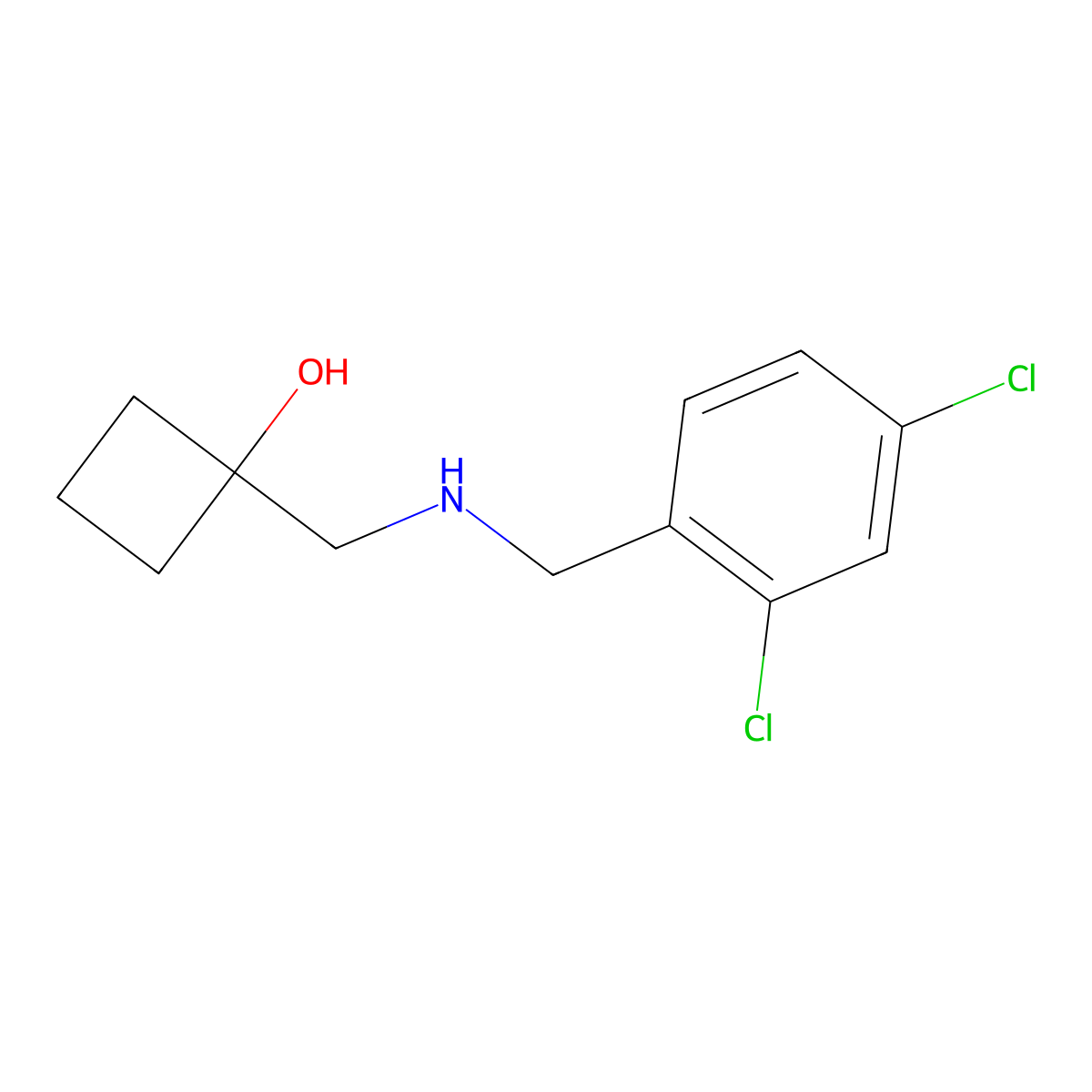 1-({[(2,4-Dichlorophenyl)methyl]amino}methyl)cyclobutan-1-ol molecular structure, CAS 1602506-18-2