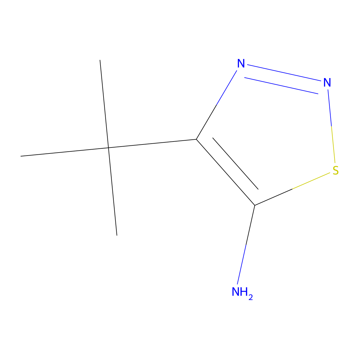 4-(Tert-butyl)-1,2,3-thiadiazol-5-amine molecular structure, CAS 160252-34-6