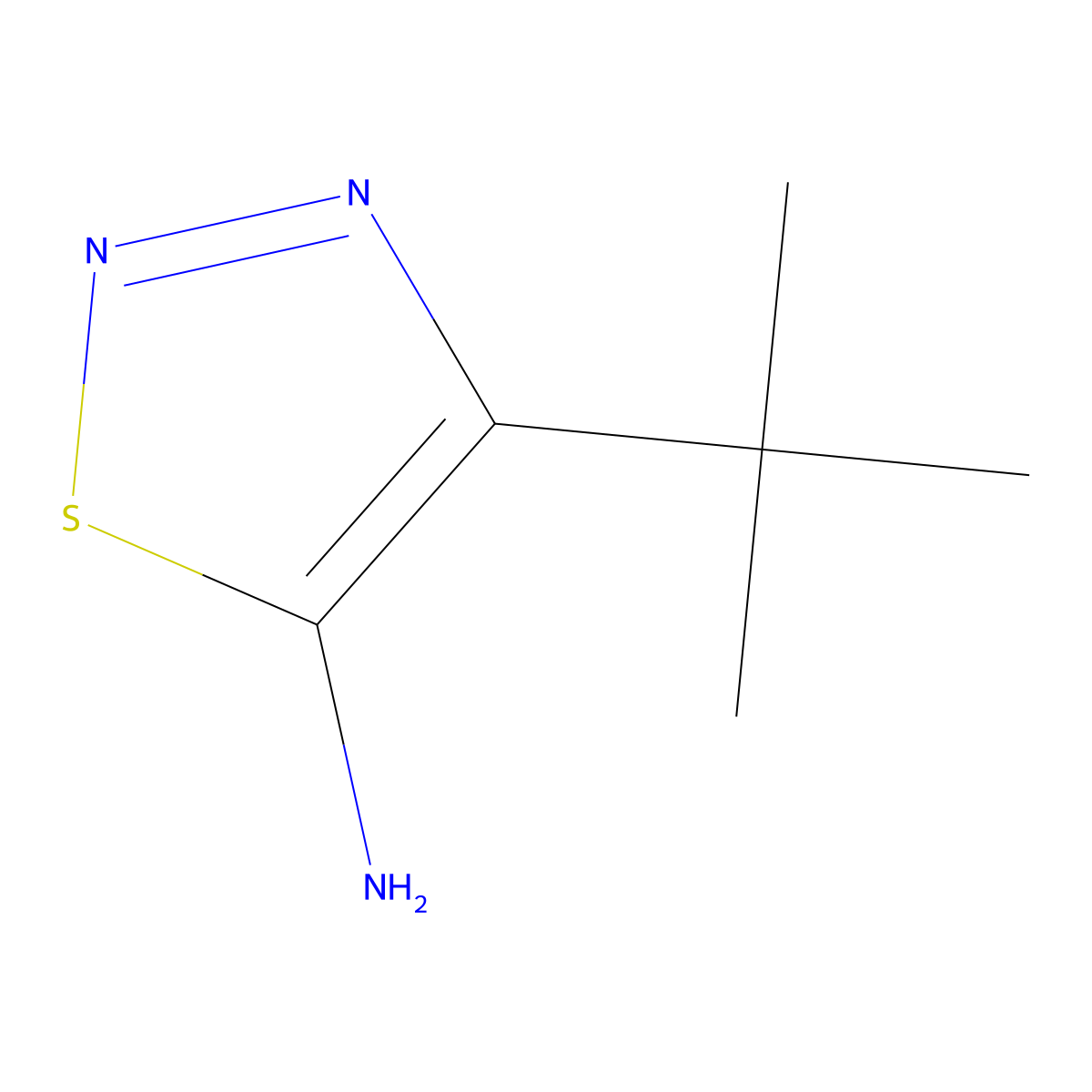 4-(Tert-butyl)-1,2,3-thiadiazol-5-amine molecular structure, CAS 160252-34-6