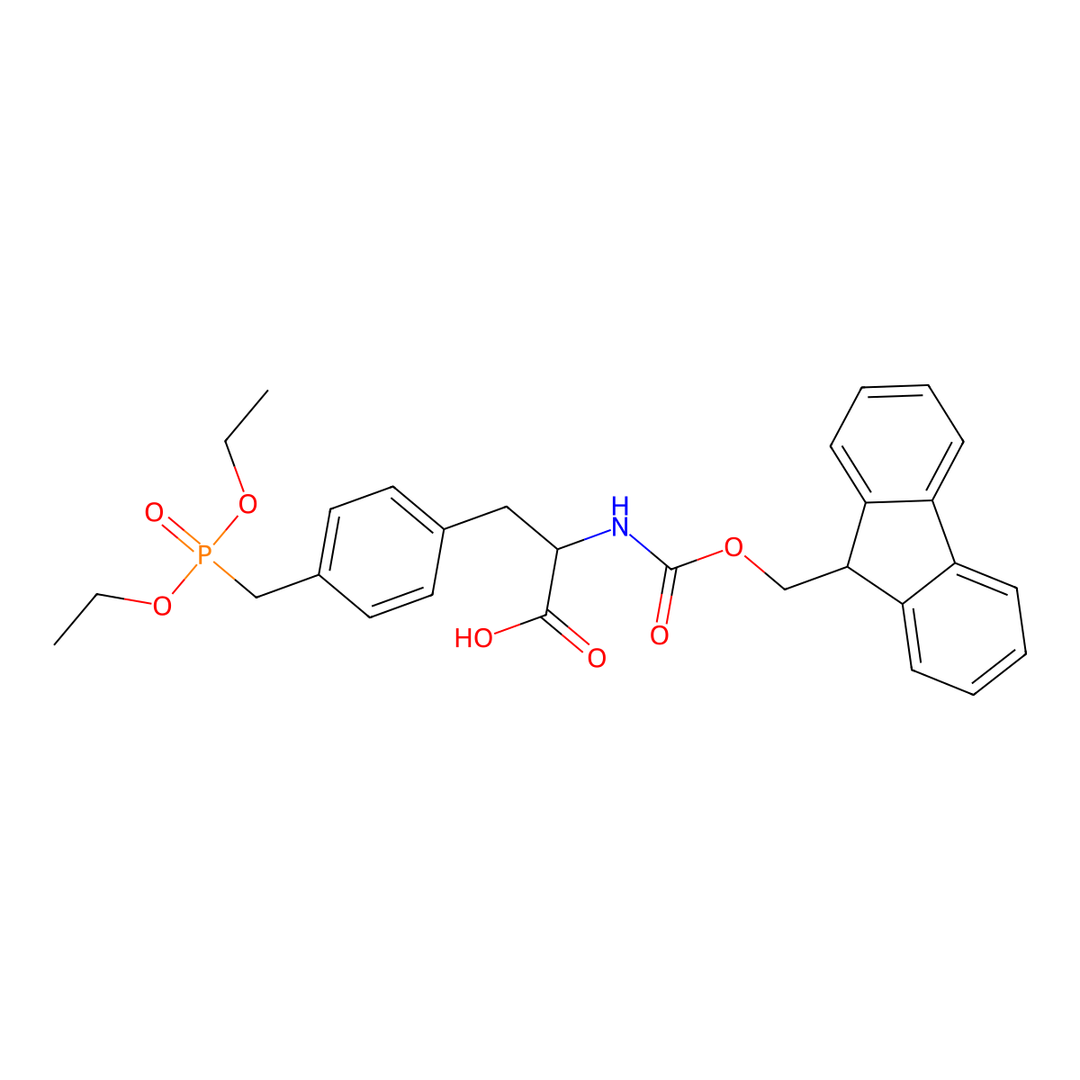 (S)-2-((((9H-Fluoren-9-yl)methoxy)carbonyl)amino)-3-(4-((diethoxyphosphoryl)methyl)phenyl)propanoic acid molecular structure, CAS 160253-13-4