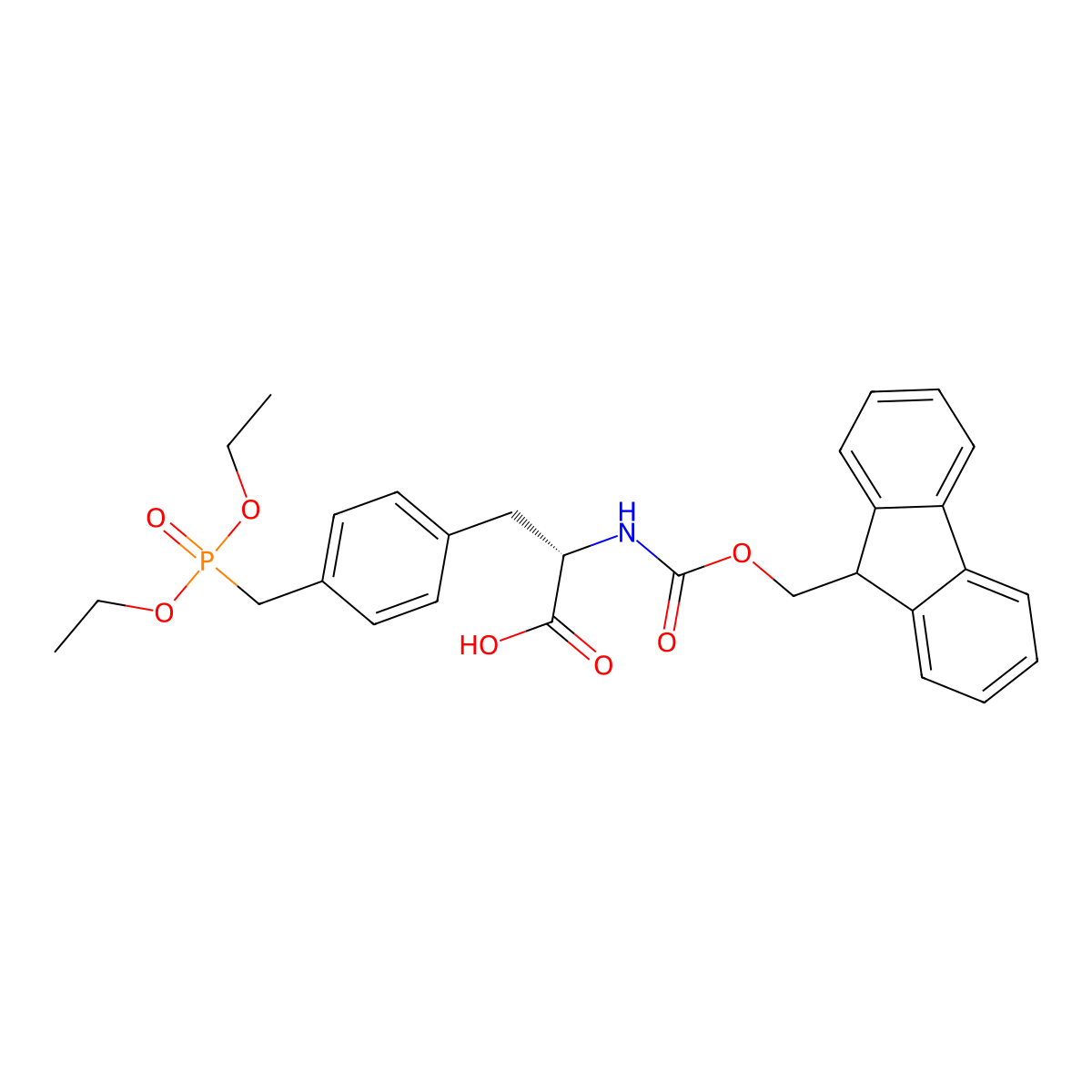 (S)-2-((((9H-Fluoren-9-yl)methoxy)carbonyl)amino)-3-(4-((diethoxyphosphoryl)methyl)phenyl)propanoic acid molecular structure, CAS 160253-13-4