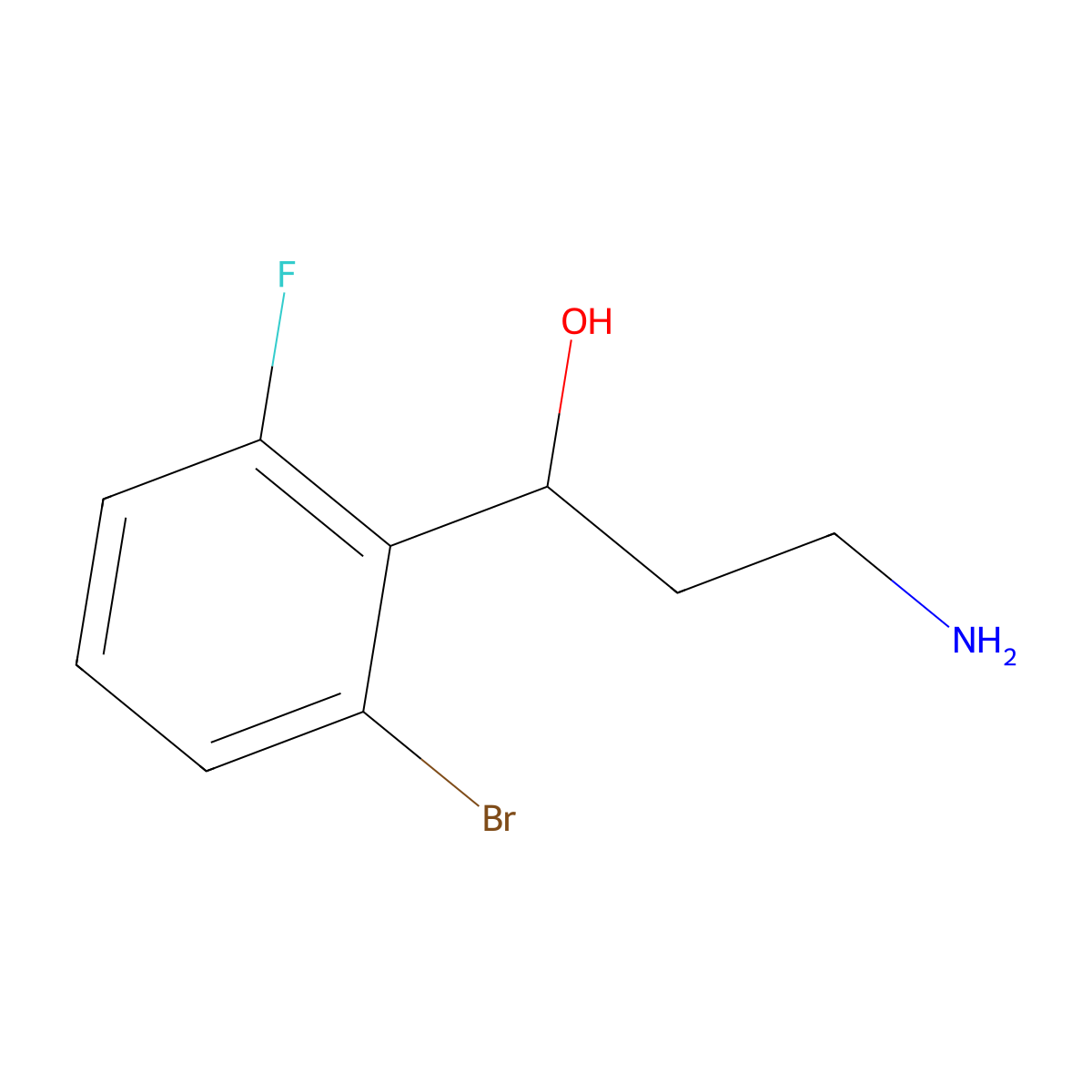 3-Amino-1-(2-bromo-6-fluorophenyl)propan-1-ol molecular structure, CAS 1602558-90-6