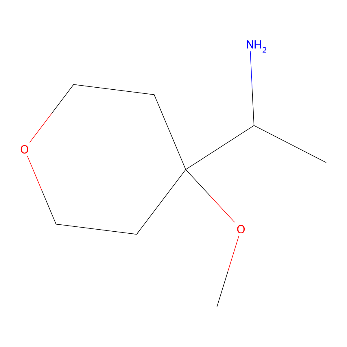 1-(4-Methoxyoxan-4-yl)ethan-1-amine molecular structure, CAS 1602593-98-5