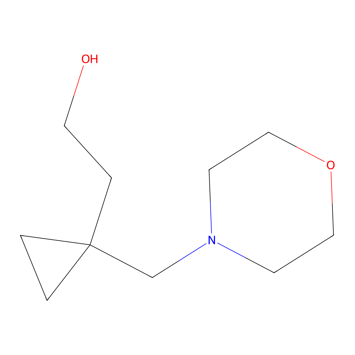 2-{1-[(Morpholin-4-yl)methyl]cyclopropyl}ethan-1-ol molecular structure, CAS 1602596-66-6