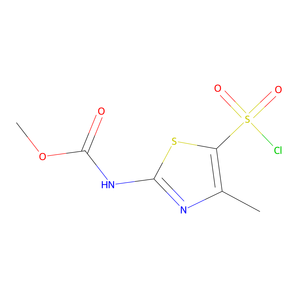 methyl N-(5-(chlorosulfonyl)-4-methyl-1,3-thiazol-2-yl)carbamate molecular structure, CAS 1602614-81-2