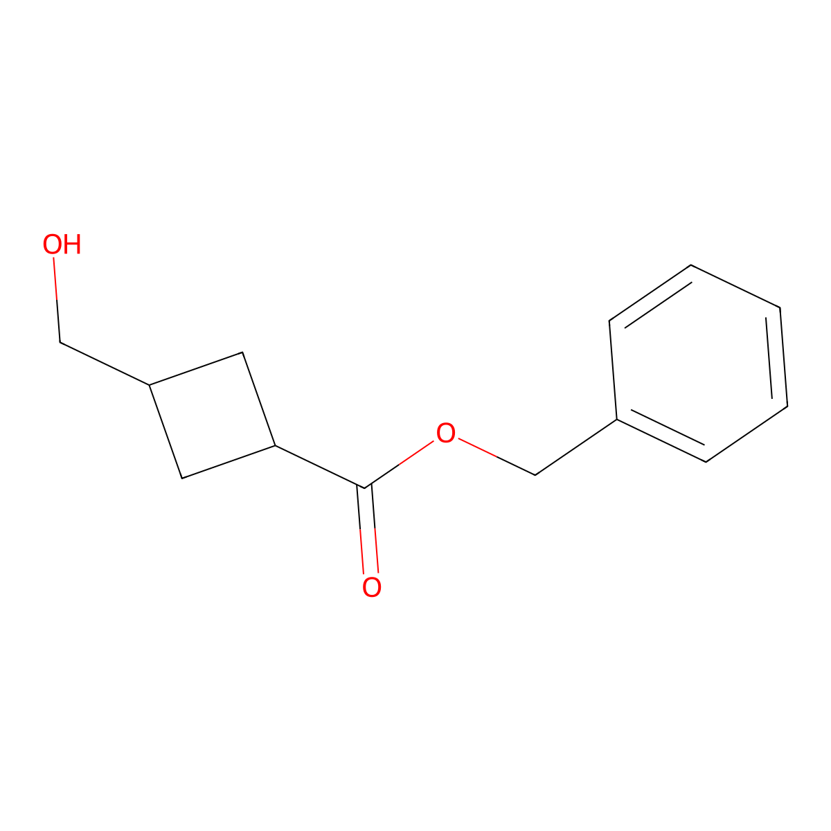 Benzyl 3-(hydroxymethyl)cyclobutanecarboxylate molecular structure, CAS 1602652-28-7