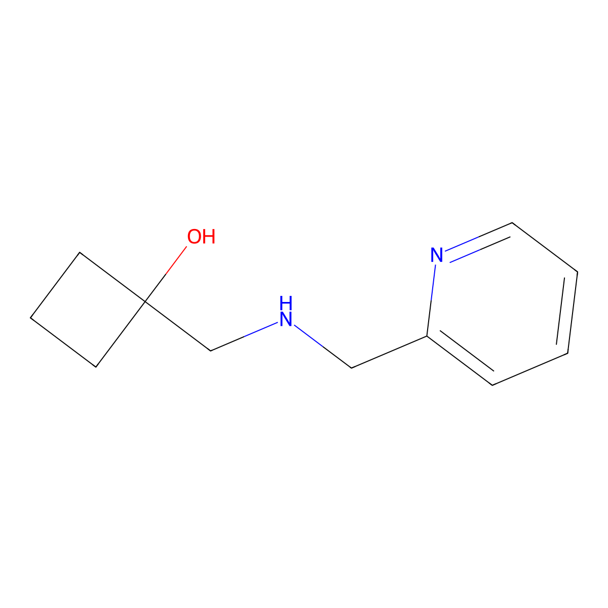 1-(((Pyridin-2-ylmethyl)amino)methyl)cyclobutan-1-ol molecular structure, CAS 1602658-77-4