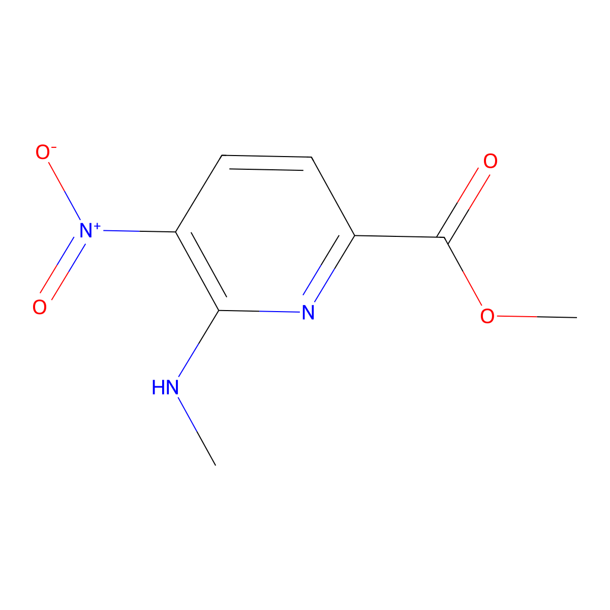 Methyl 6-(methylamino)-5-nitropyridine-2-carboxylate molecular structure, CAS 1602669-83-9