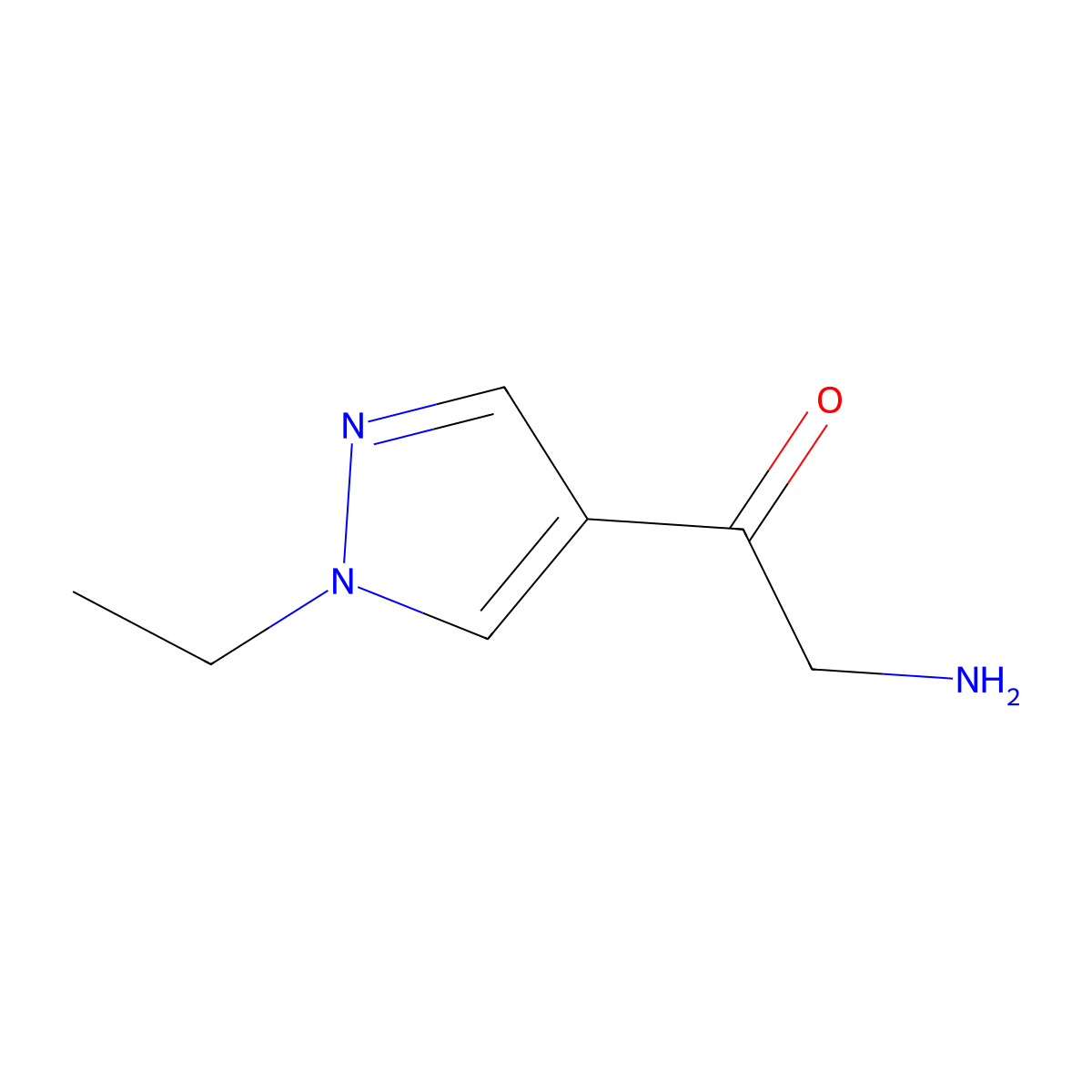 2-Amino-1-(1-ethyl-1H-pyrazol-4-yl)ethanone molecular structure, CAS 1602681-44-6