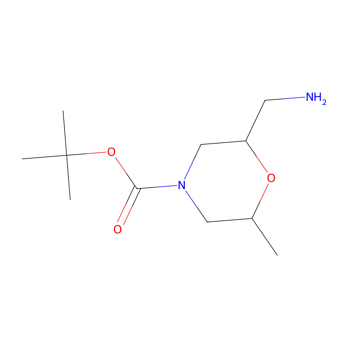 Tert-butyl 2-(aminomethyl)-6-methylmorpholine-4-carboxylate molecular structure, CAS 1602694-65-4