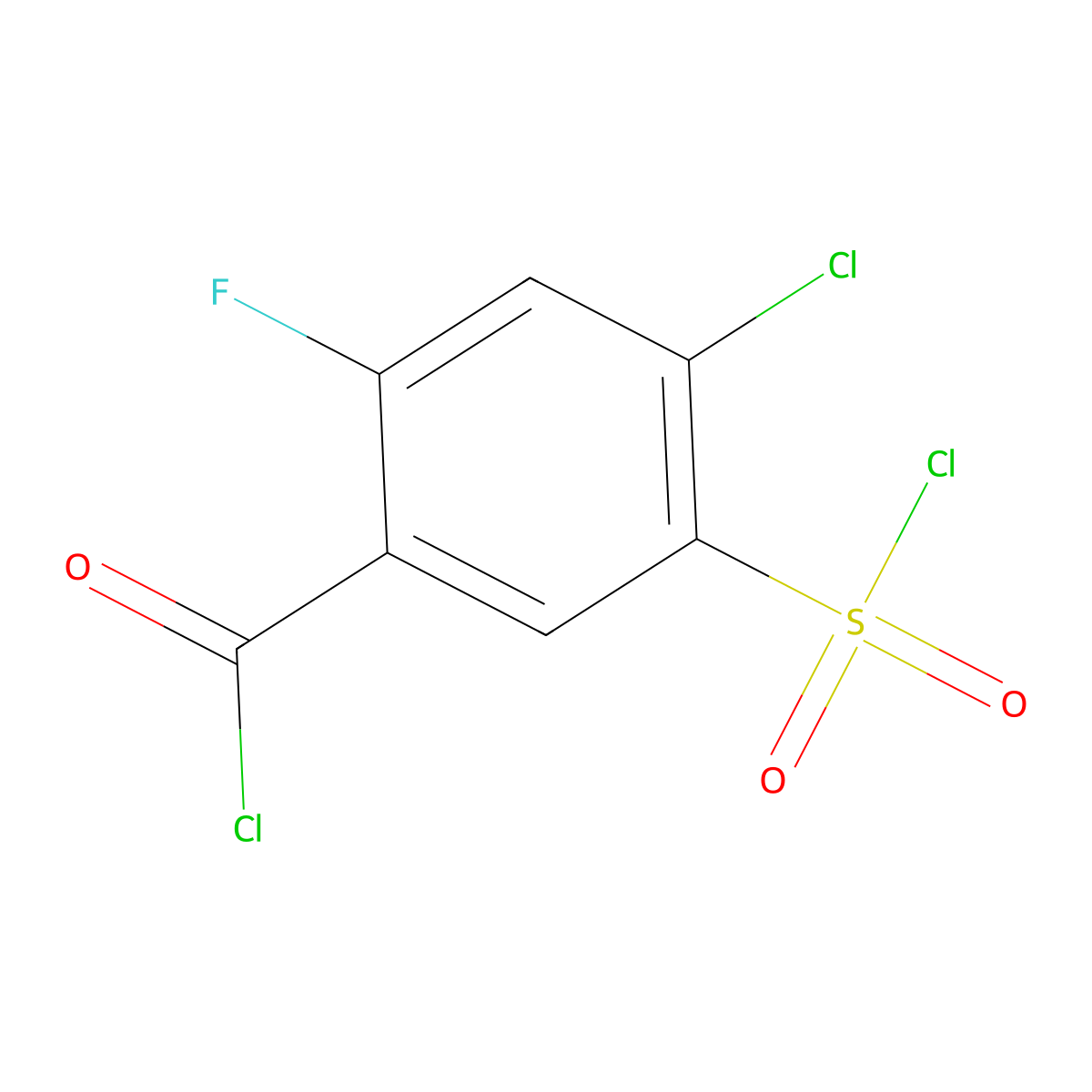 4-Chloro-5-(chlorosulfonyl)-2-fluorobenzoyl chloride molecular structure, CAS 1602712-84-4