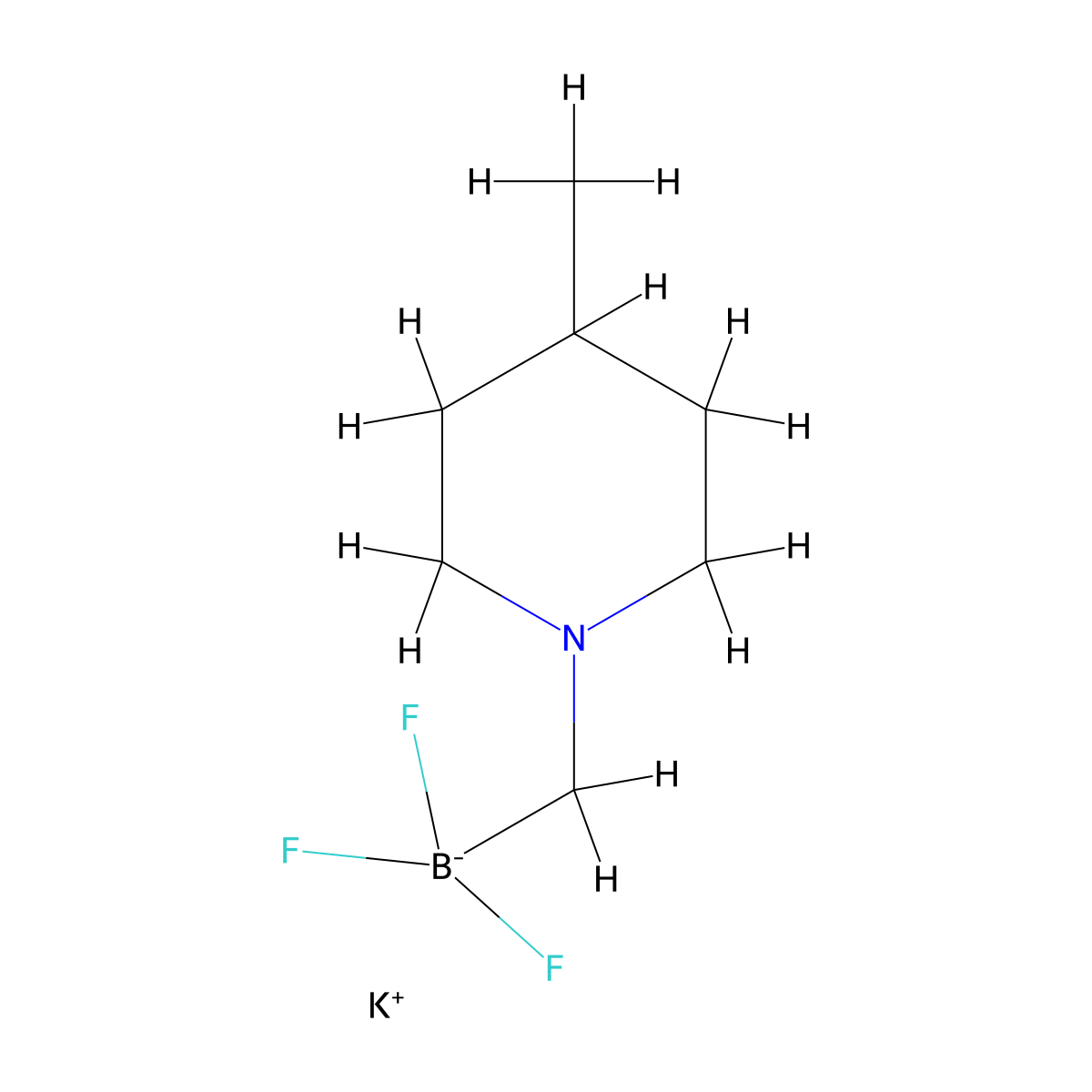 Potassium trifluoro((4-methylpiperidin-1-yl)methyl)borate molecular structure, CAS 1602719-53-8